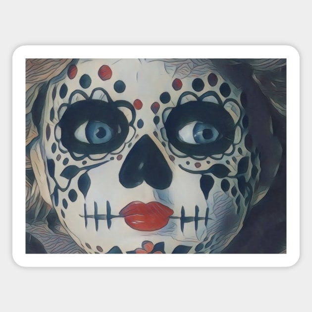 Suspicions Sugar Skull Girl Sticker by ReanimatedStore